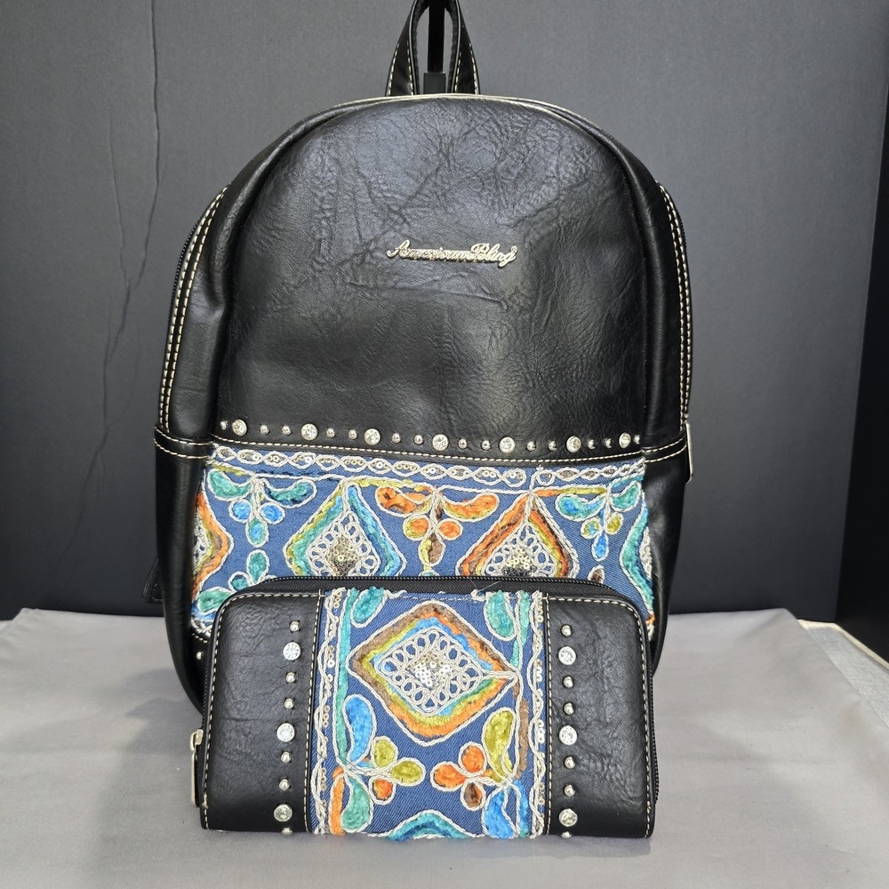 NWOT Montana West American Bling Backpack Purse/Matching Wallet Boho